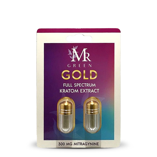 Gold Full Spectrom Kratom Extract, front side, 300Mg