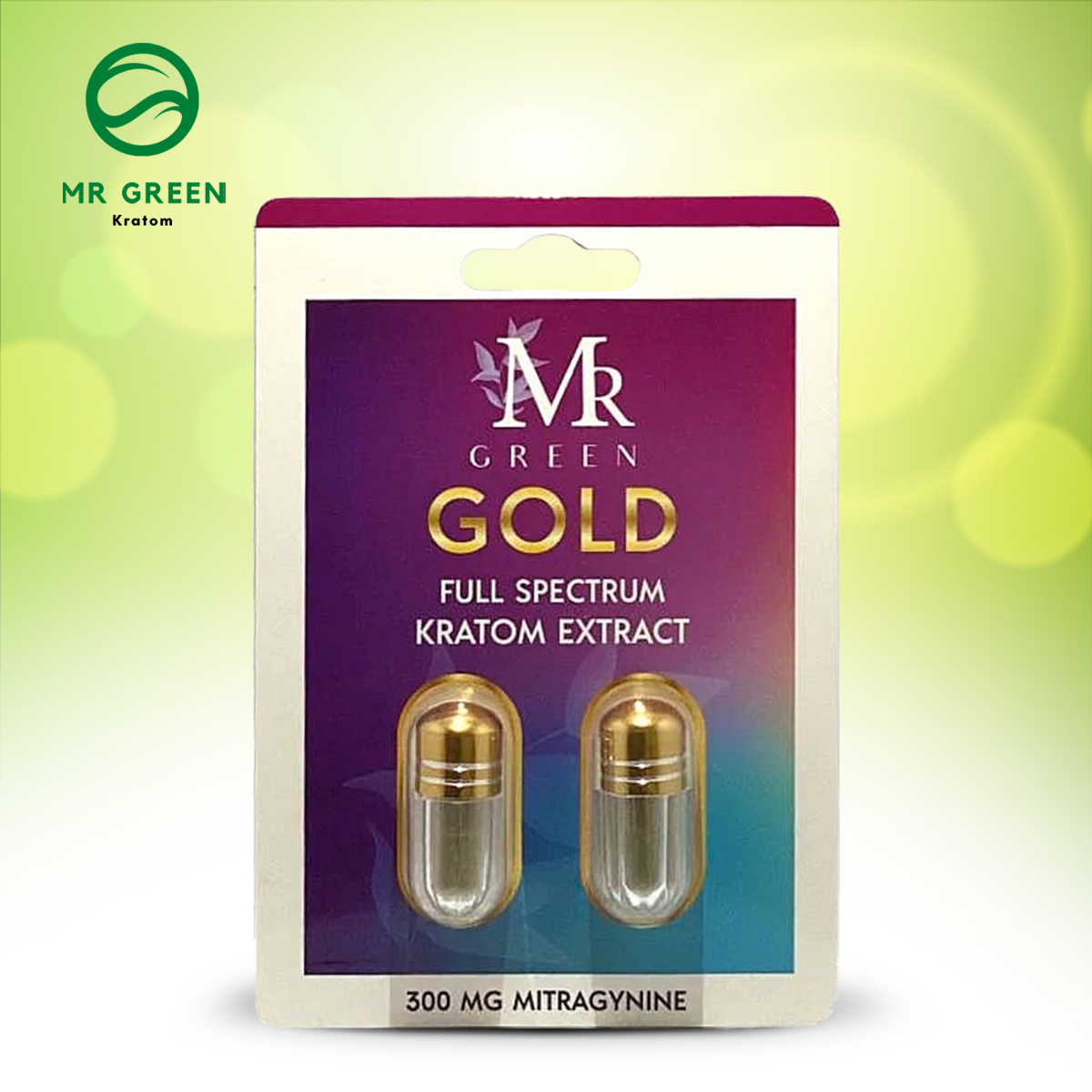 Gold Full Spectrom Kratom Extract, front side, 300Mg